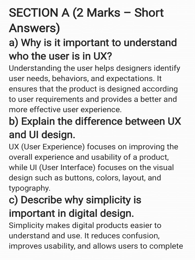 Last Year Solved Questions Paper of Ui Ux | PDF