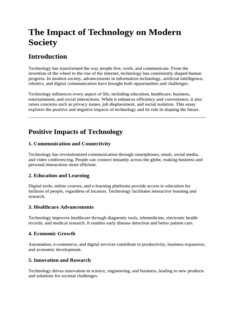 The Impact of Technology | PDF