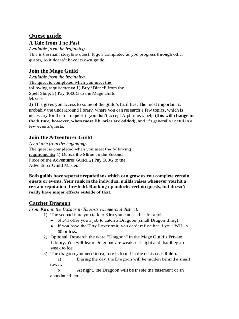 Quest Guide | PDF