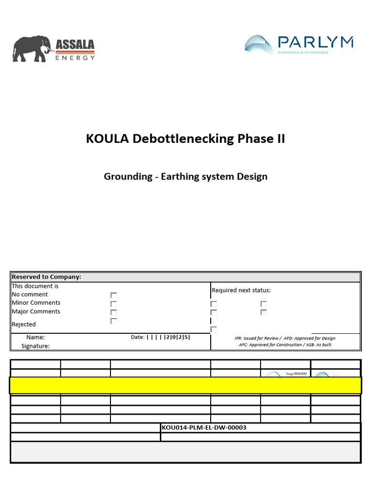 KOU014-PLM-EL-DW-00003 C3 AFC Grounding Earthing System Design | PDF