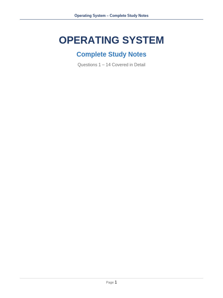 OS Complete Notes | PDF