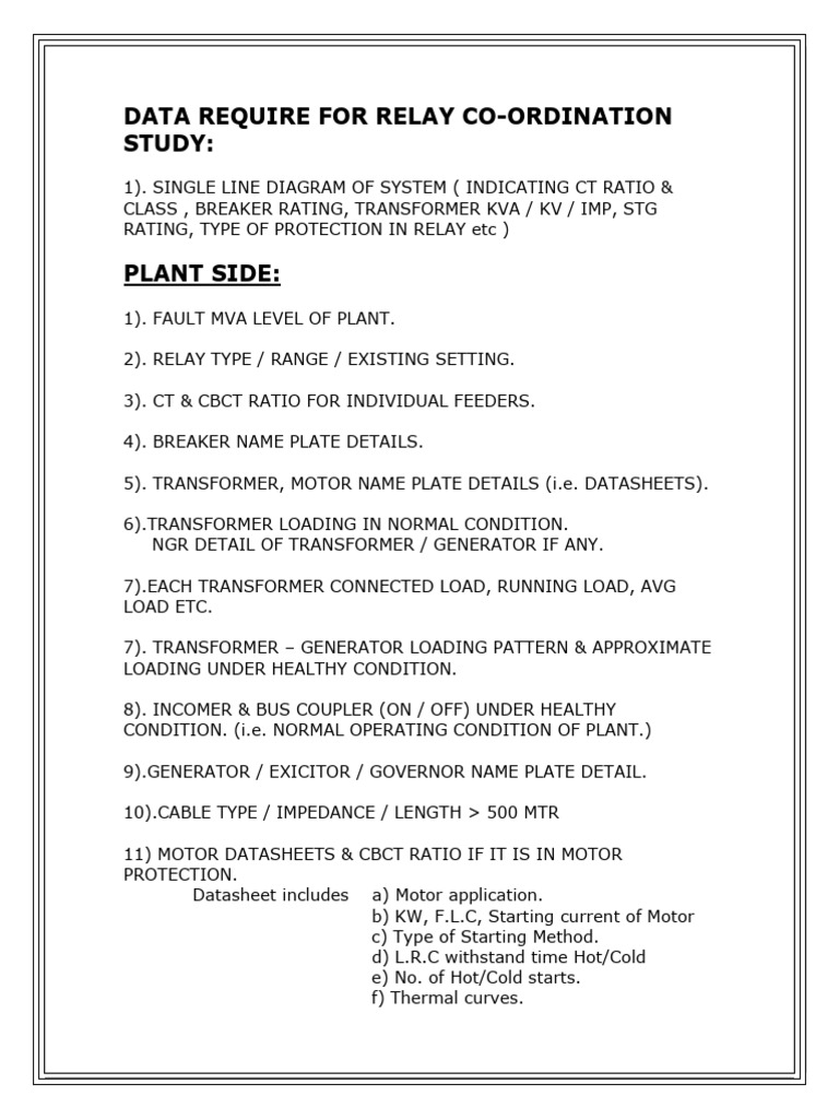 Relay Coordination Required Docs-1 | PDF