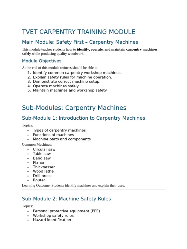 Carpentry Machines Lessons | PDF