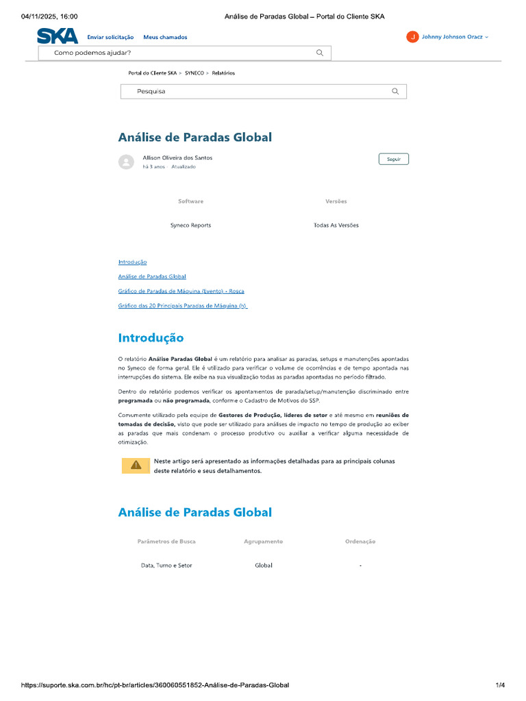 Análise de Paradas Global | PDF