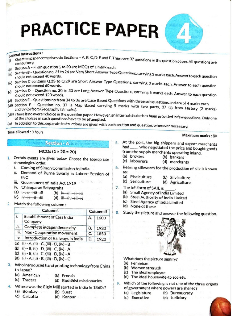 Sample Paper 4 Social Science | PDF