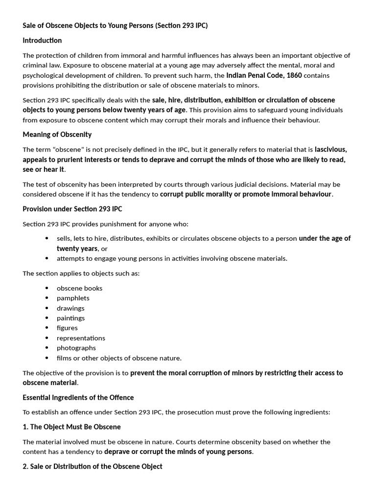 Sale of Obscene Objects To Young Persons | PDF