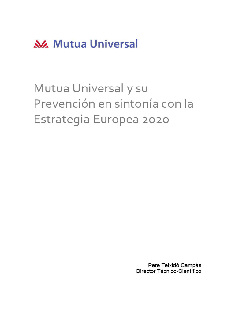 Mutua Universal y Su Prevencion en Sintonia Con La Estrategia Europea ...
