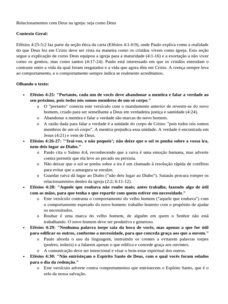 Pericope de Efesíos 4.25-5.-2 | PDF