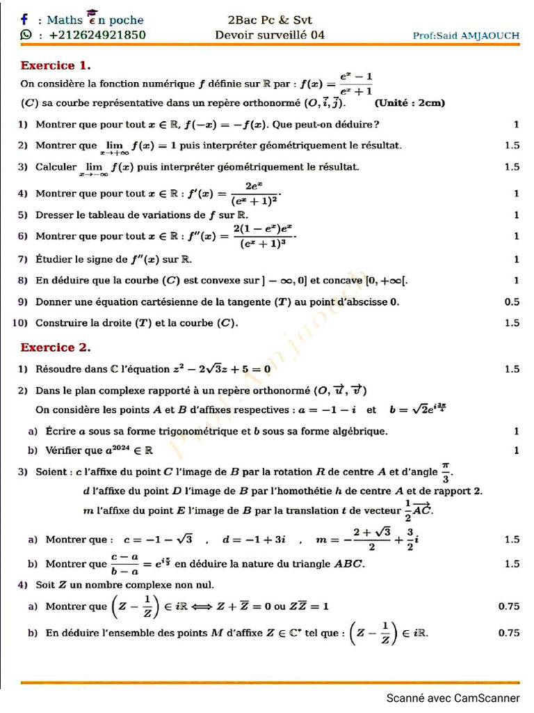 Devoir Exponentielle + Complexe | PDF