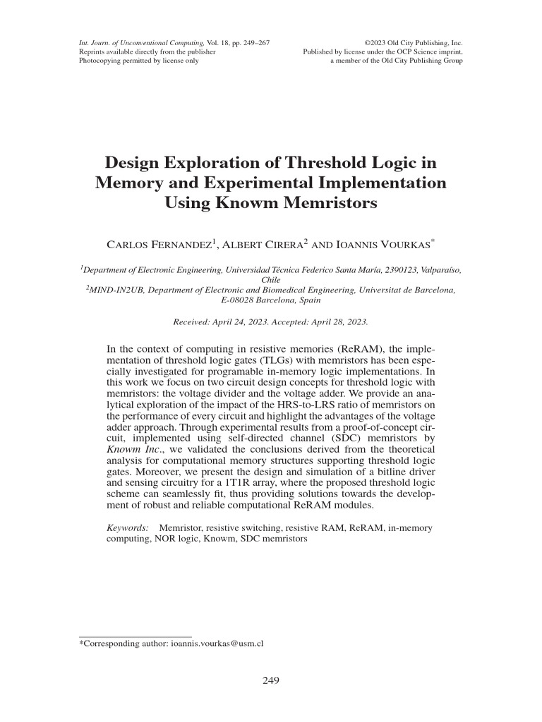 Design Exploration of Threshold Logic in | PDF