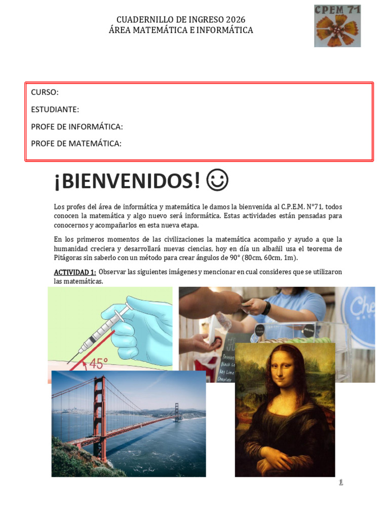 Cuadernillo 2026 Matematica-Informatica | PDF