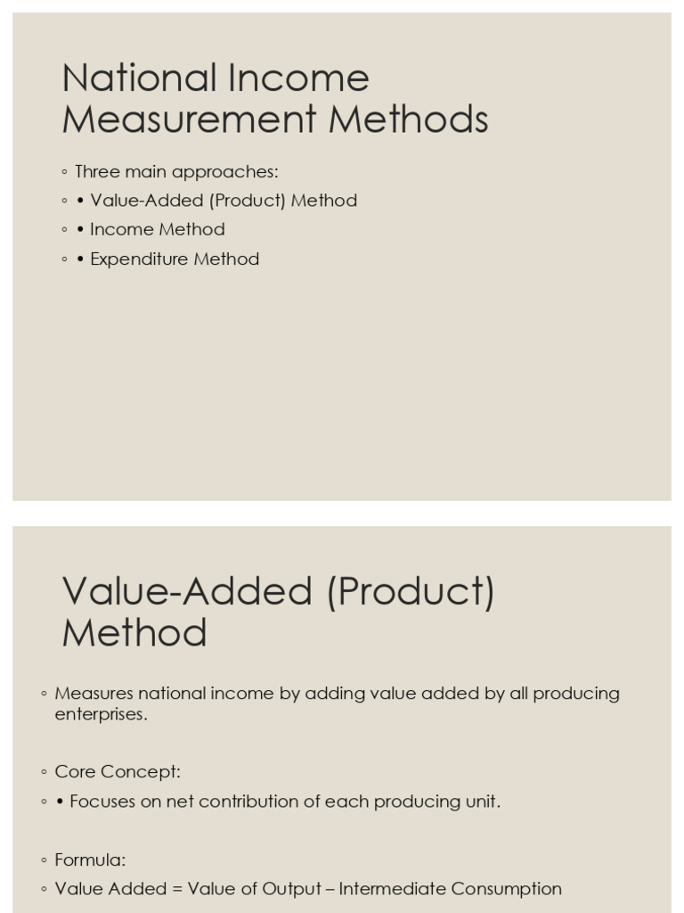 National Income Methods Presentation | PDF