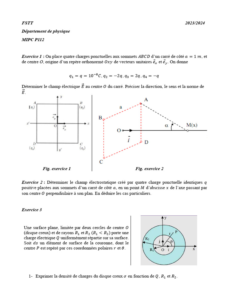 3 Td3 Champ Electrostatique Cours Électricité Mipc 2023 2024 | PDF