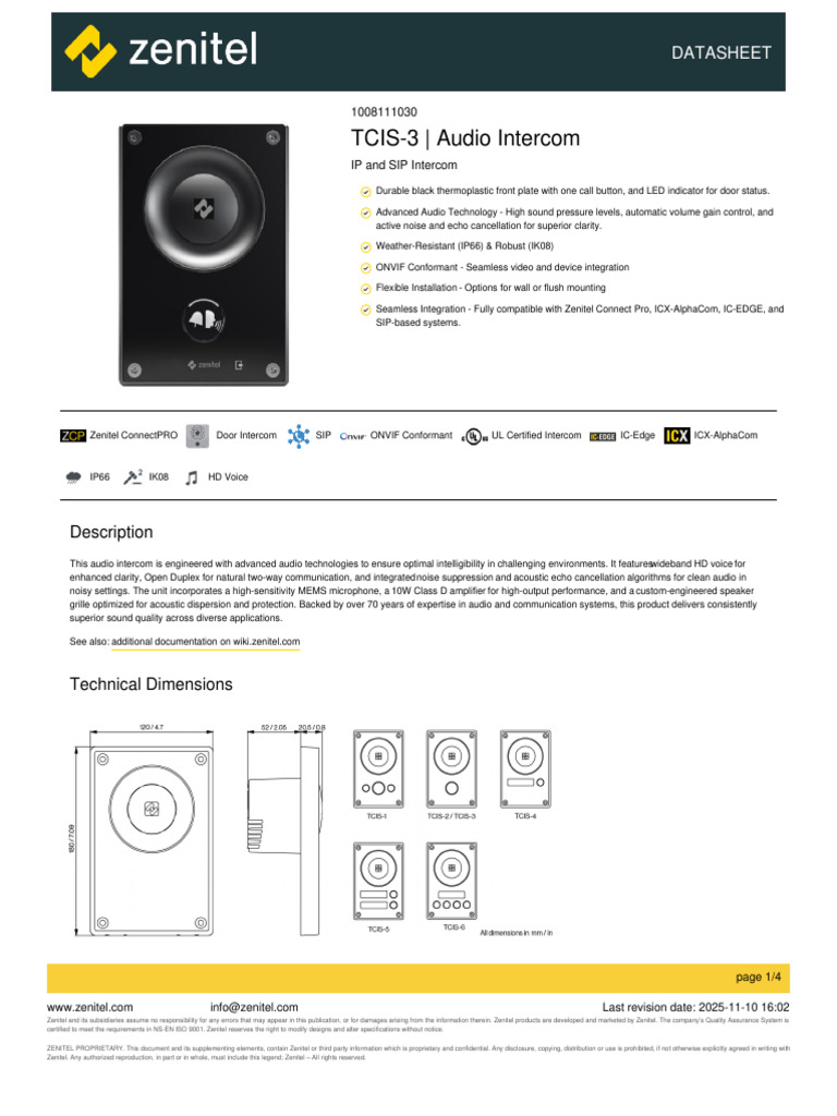TCIS3 Audio Intercom | PDF