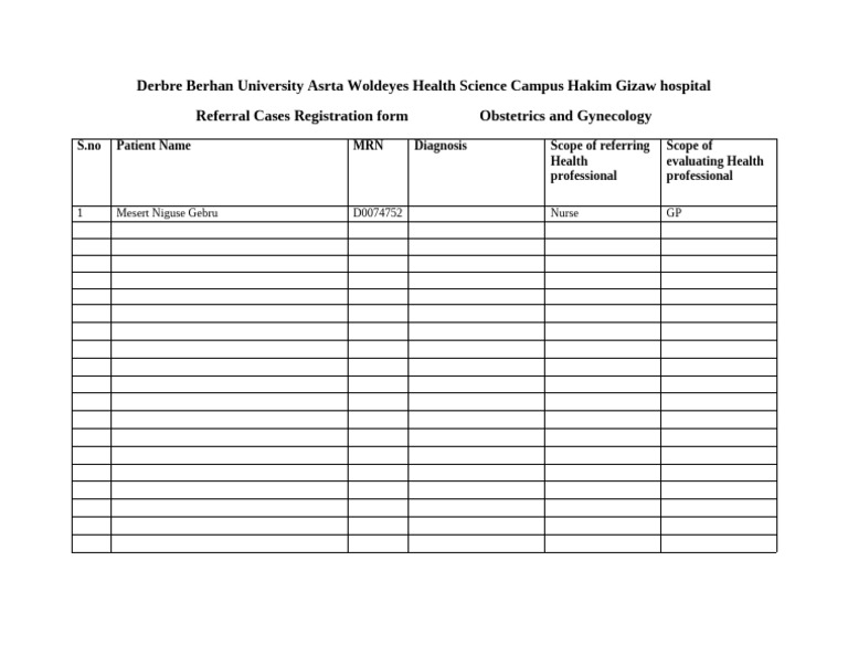 Referral Cases Registration Form | PDF
