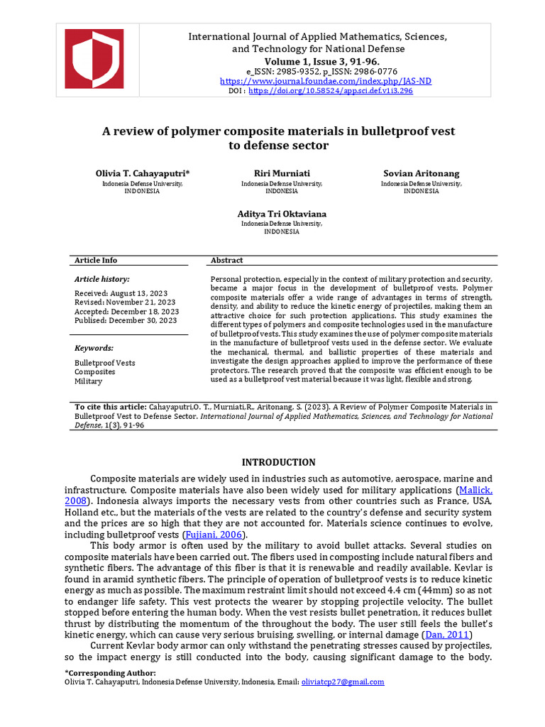 A Review of Polymer Composite Materials in Bulletp | PDF | Composite ...
