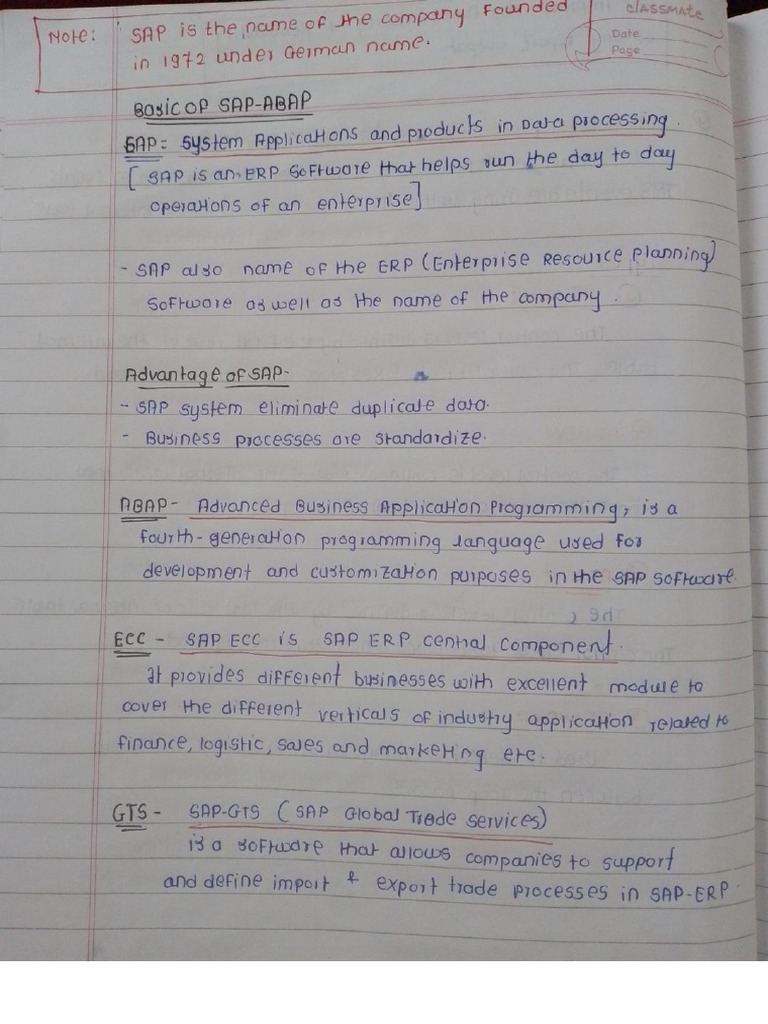 Sap Abap Hand Written Notes | PDF