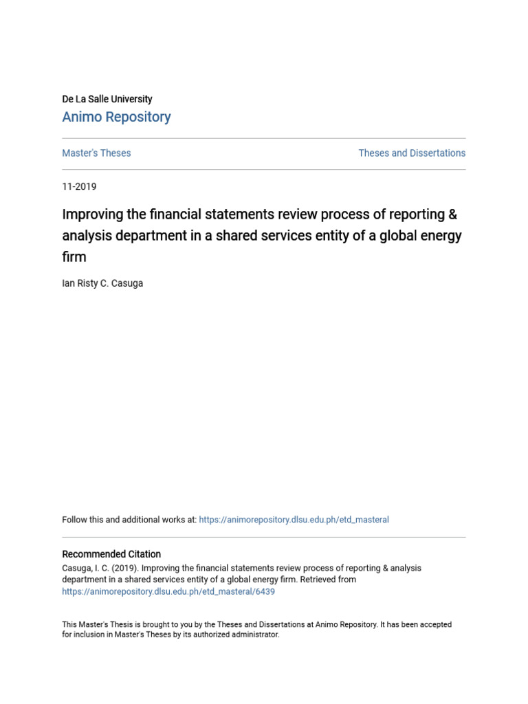 Improving The Financial Statements Review Process of Reporting & | PDF