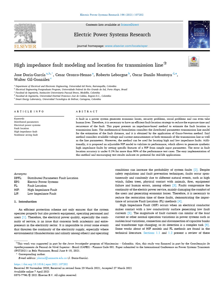 High Impedance Fault Modeling and Location For Transmission Line | PDF