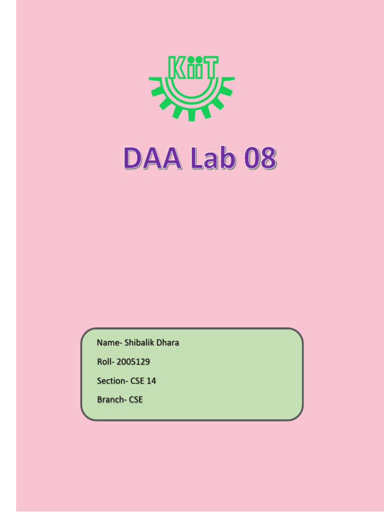 DAA Lab 8 | PDF