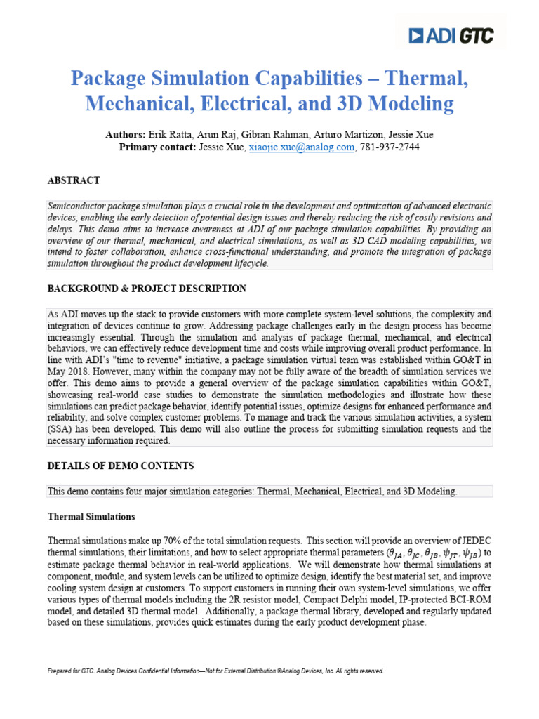 Package Simulation Capabilities - Thermal - Mechanical - Electrical ...