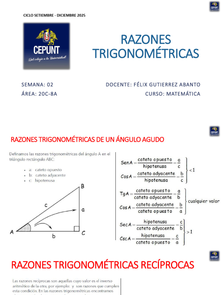 Semana 03 - Razones Trigonometrica | PDF