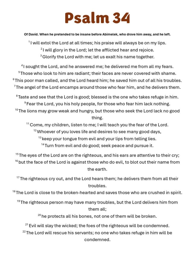 Psalm 34 | PDF