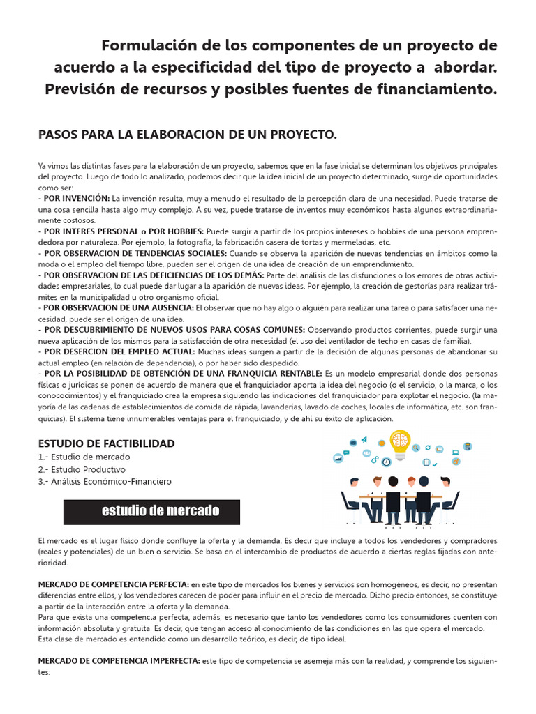 Formulación de Los Componentes de Un Proyecto de | PDF | Marketing ...