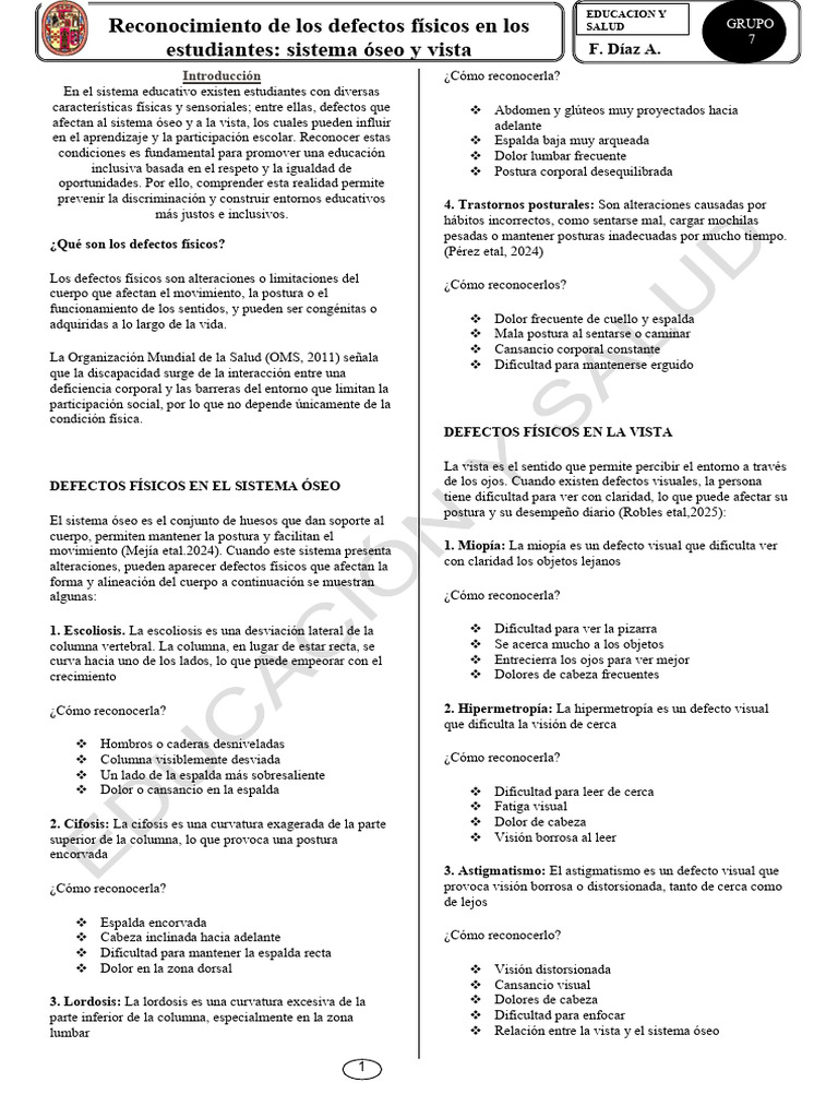 Defectos Físicos | PDF | Escoliosis