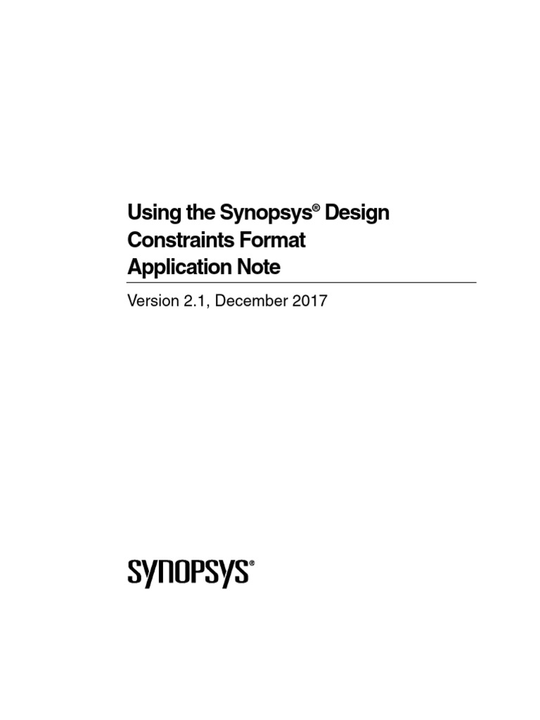 Using The Synopsys® Design Constraints Format Application Note | PDF