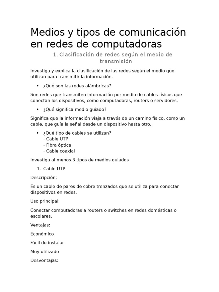 Medios y Tipos de Comunicacion en Redes de Computadoras | PDF | Radio ...