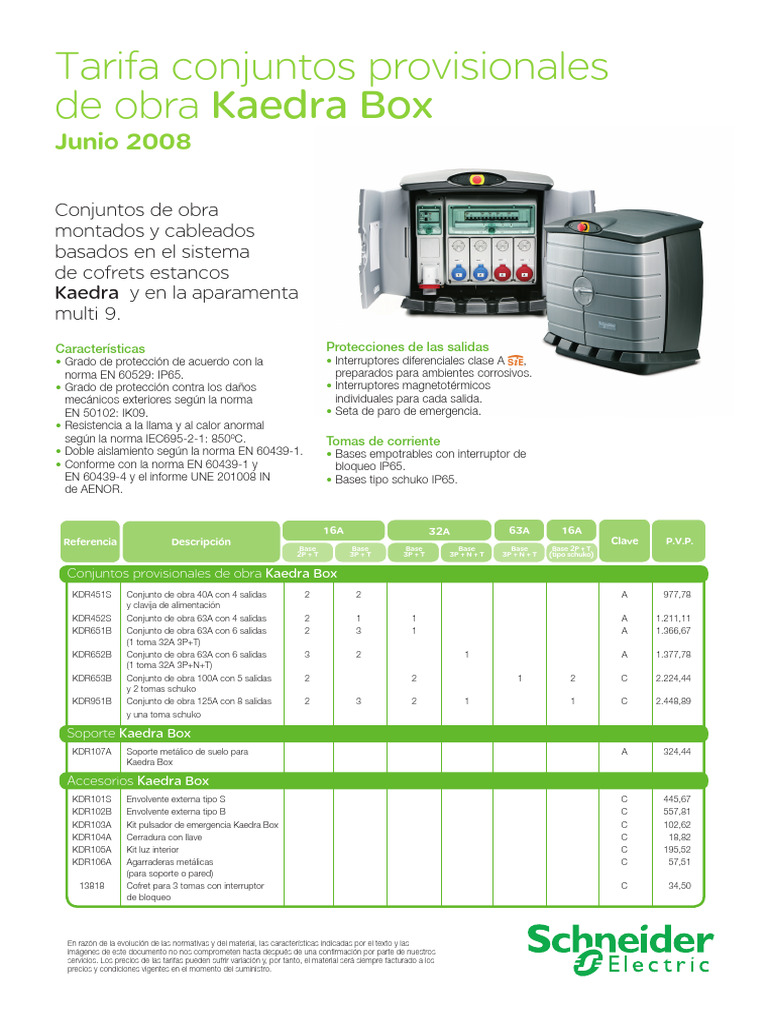 Tarifa Kaedra Box (Junio 2008) | PDF