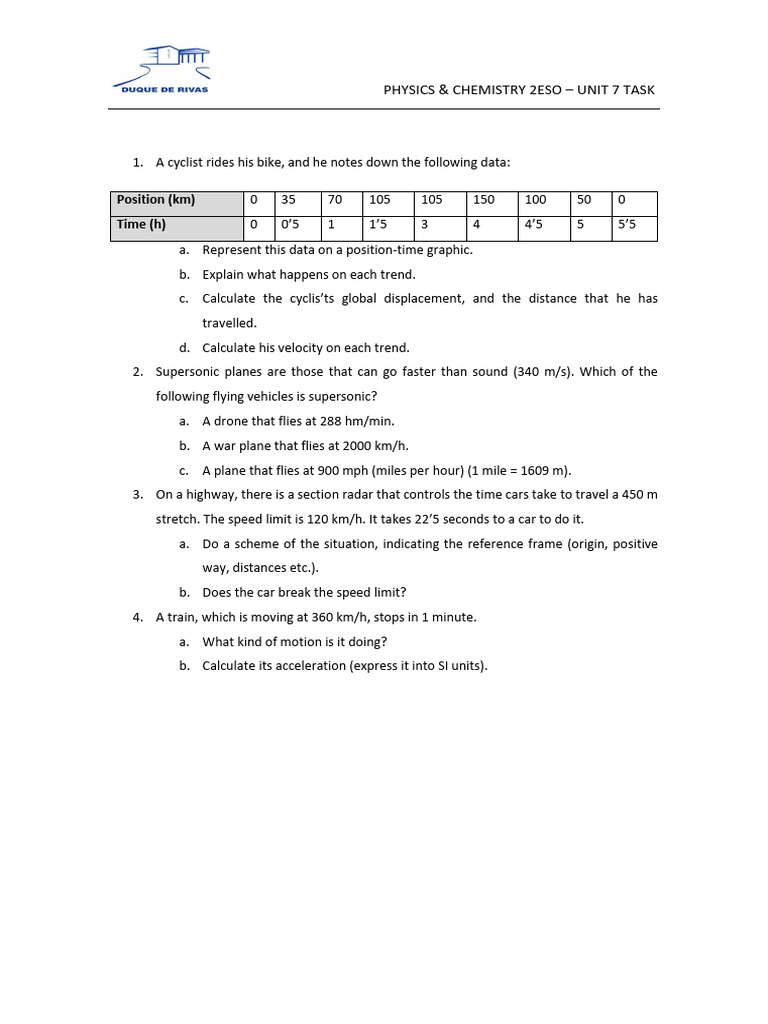 Unit 7 - Kynematics - Task | PDF