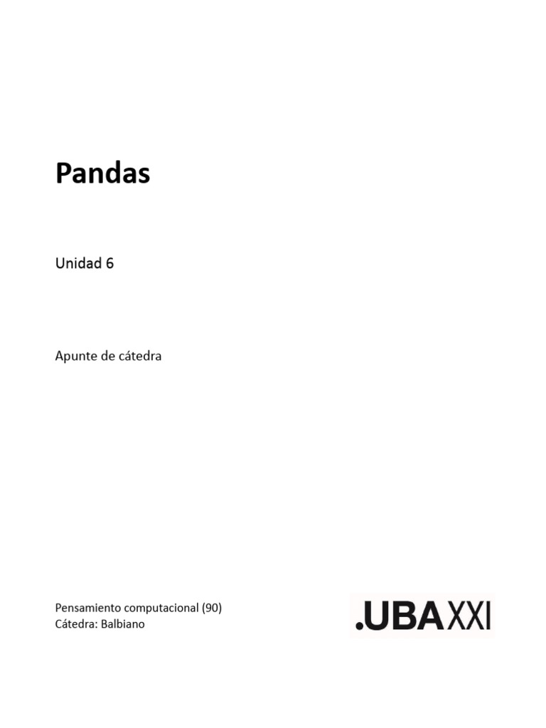 u10 Apunte Pandas | PDF | Informática | Programación de computadoras