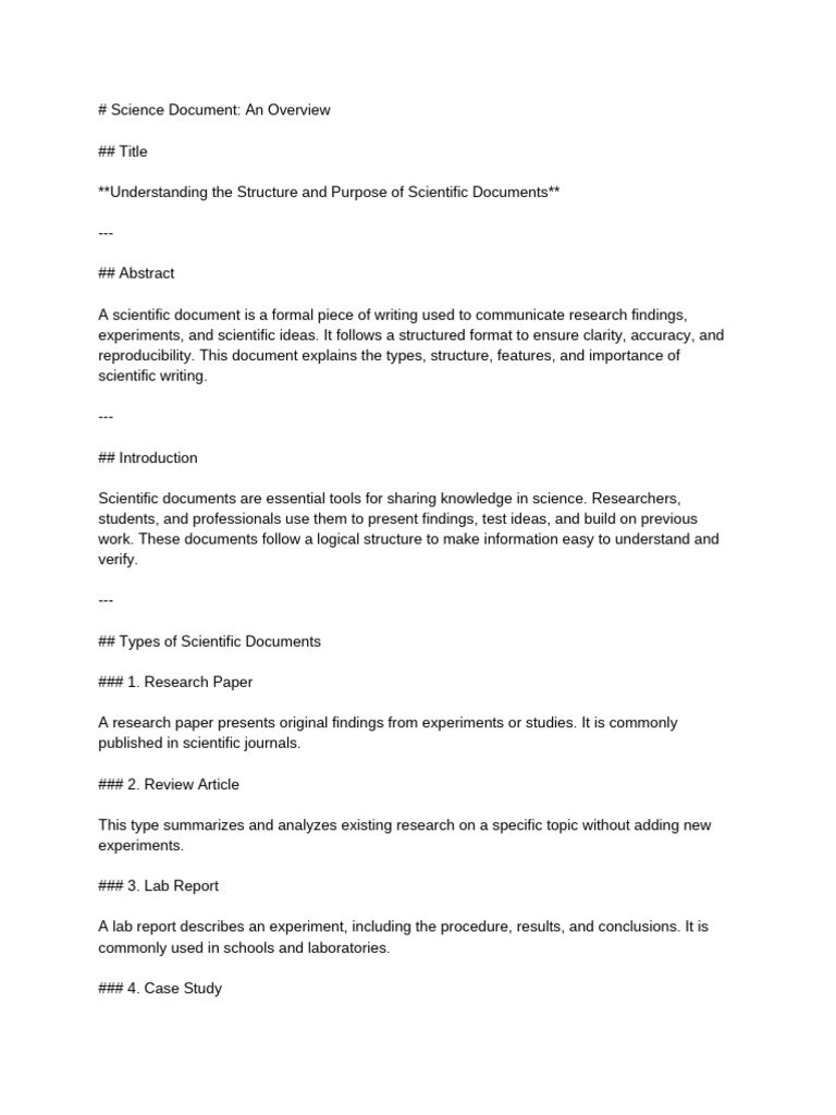 # Science Document - An Overview | PDF