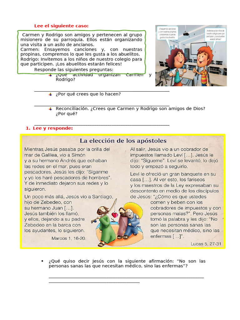 Ficha Relig Mart 19 Amistad Con Dios Nos Reconcilia | PDF