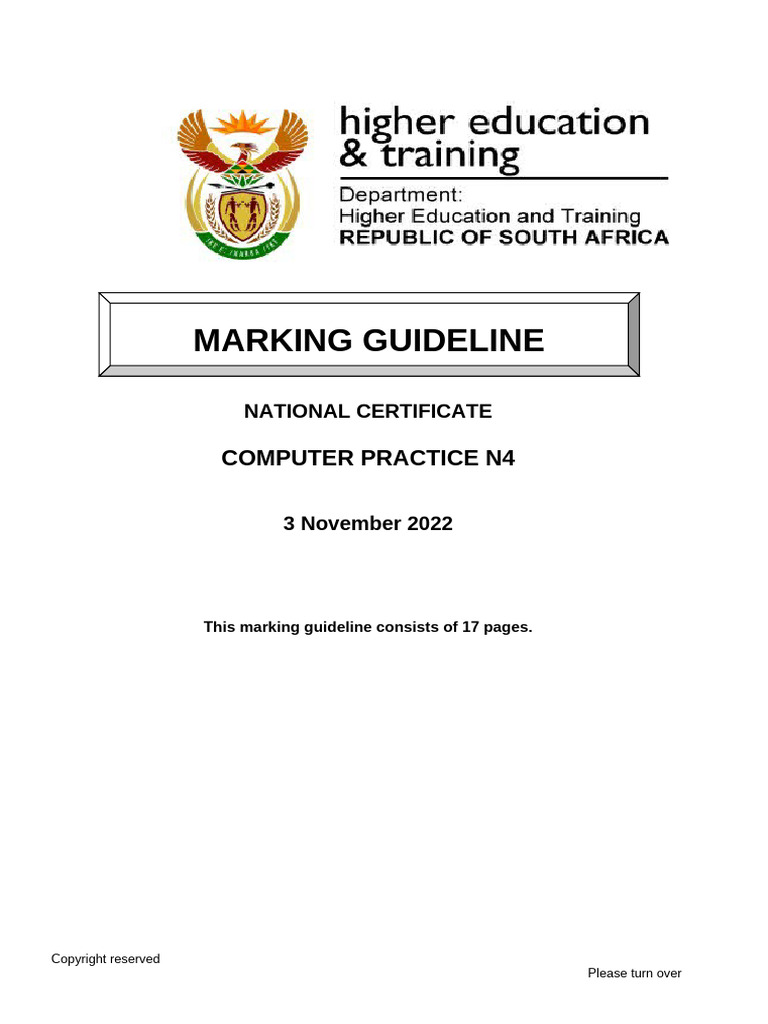 Computer Practice n4 Memo Nov 2022 | PDF | Computer Network | Paragraph