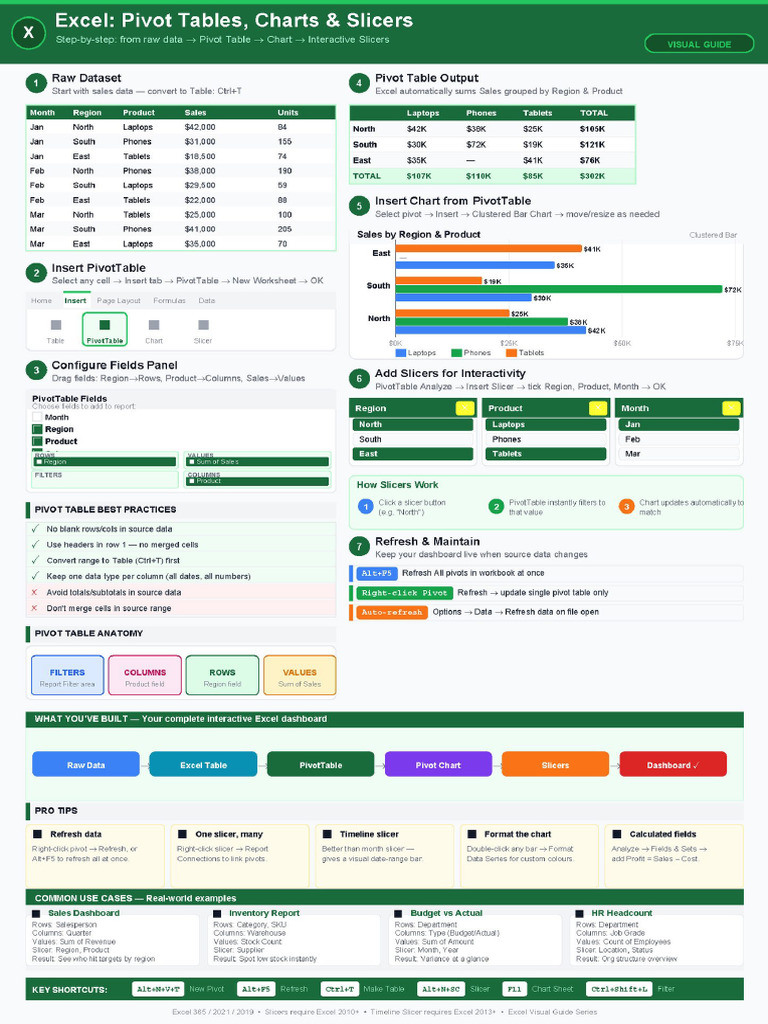 Excel Pivot Table Cheatsheet | PDF