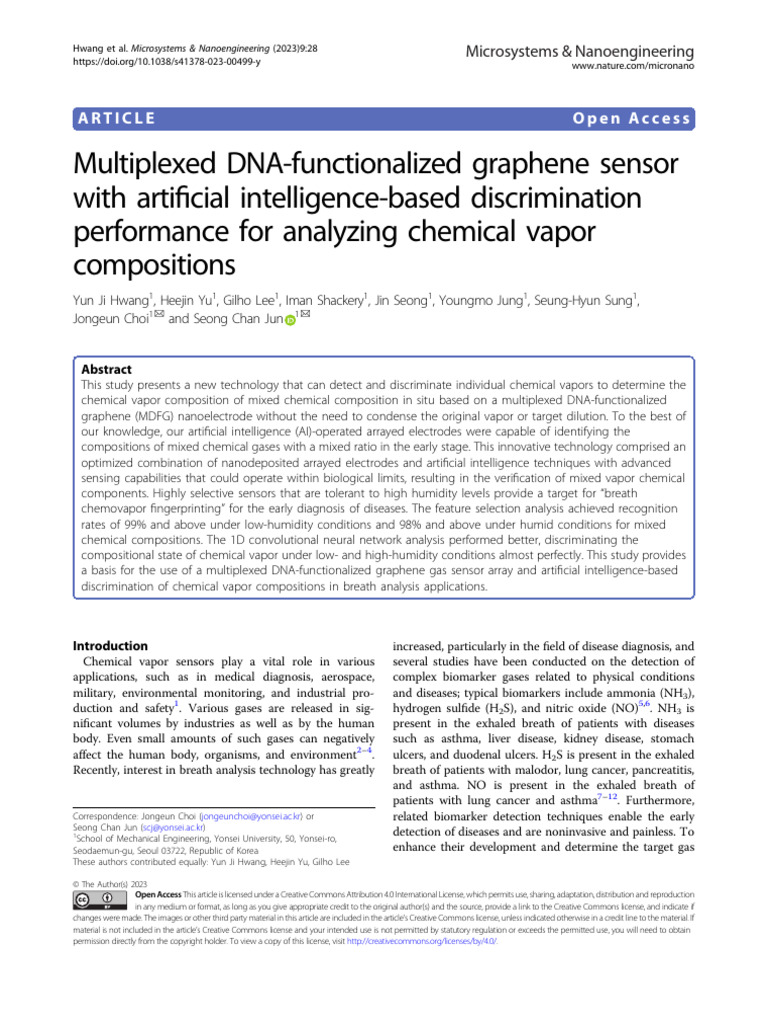 Multiplexed DNA-functionalized Graphene Sensor With Arti Cial ...