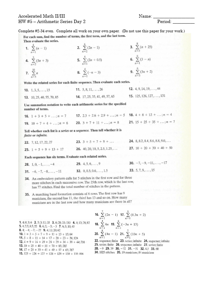 HW#5 Arithmetic Series | PDF