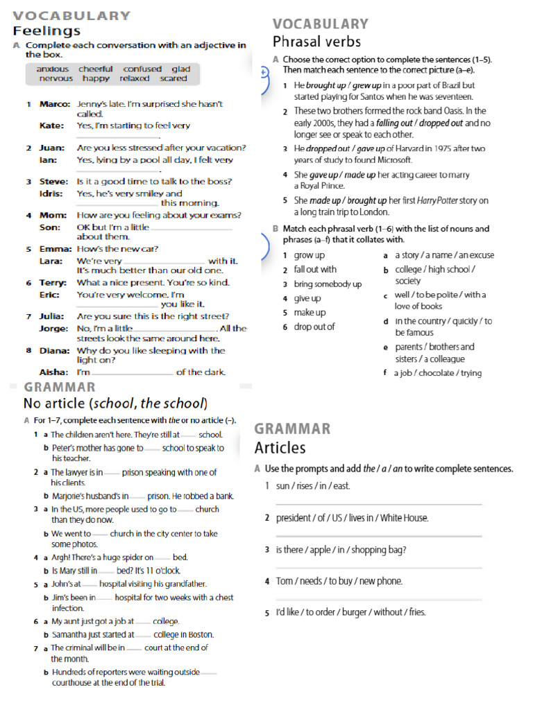 Unit 3 Feelings and Articles | PDF