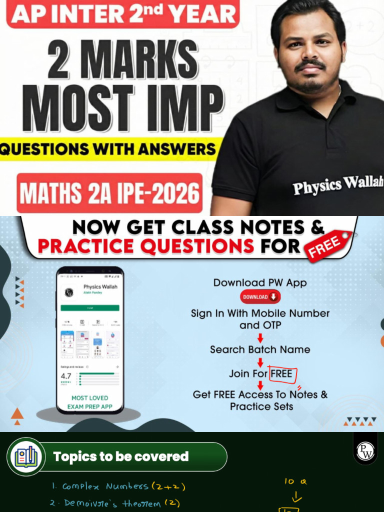 2 Marks Imp Questions & Answers - Maths 2A | PDF