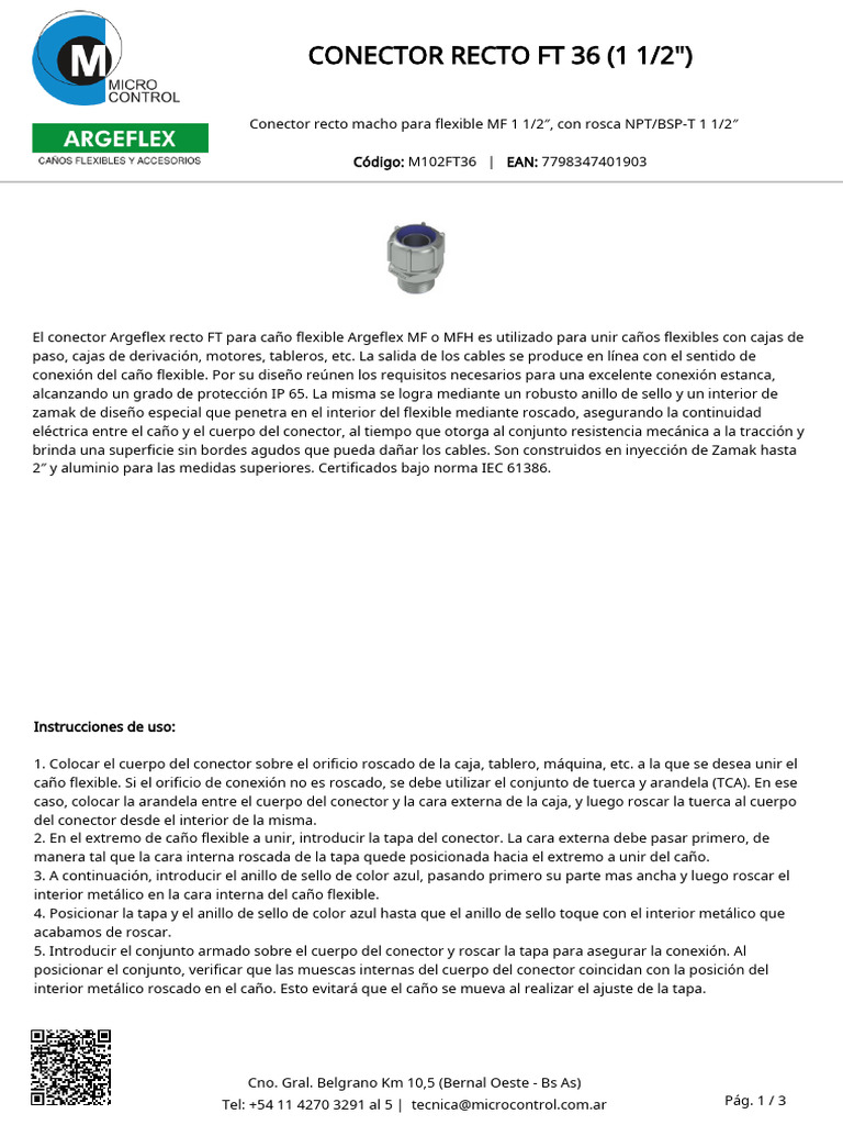 Micro Control - Conector Recto FT 36 (1 12) | PDF | Conector eléctrico ...