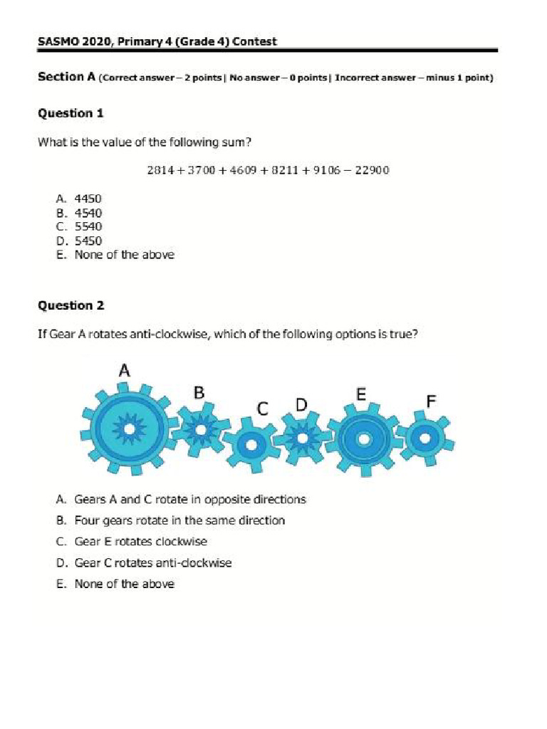 SASMO G4 2020 Contest Questions & Answers | PDF