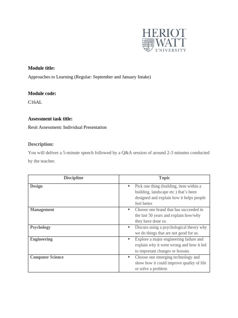 APL Task Brief - Resit Assessment 2025 | PDF