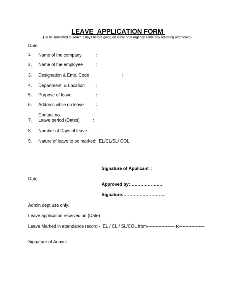 Leave Application | PDF