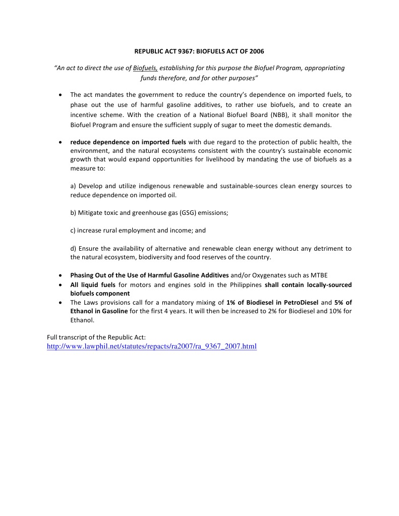 Biofuels Act of 2006 Overview | PDF | Finance & Money Management ...