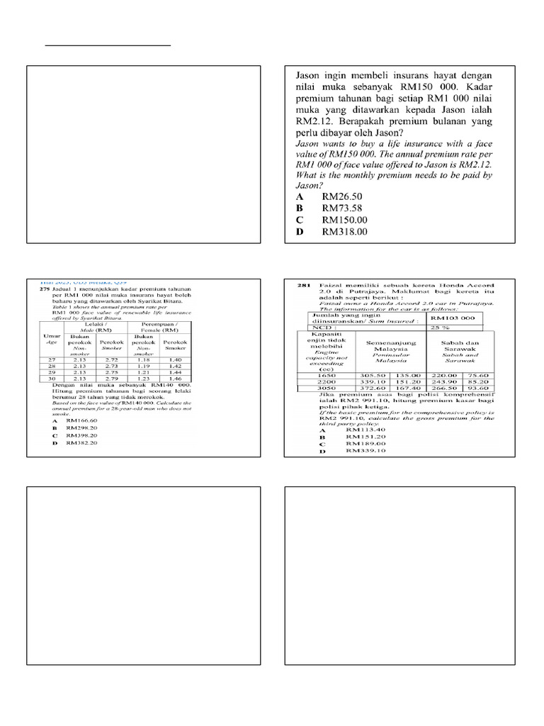 Insurance Premium Practice Set | PDF