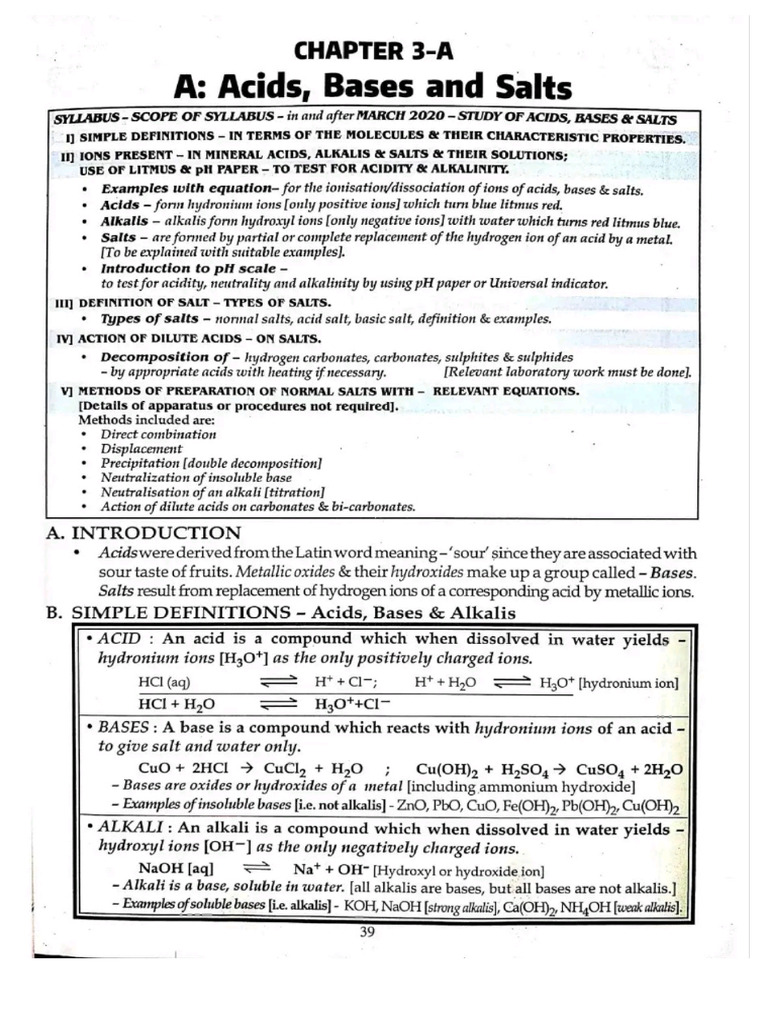 Acids, Bases, Salts Chemistry | PDF