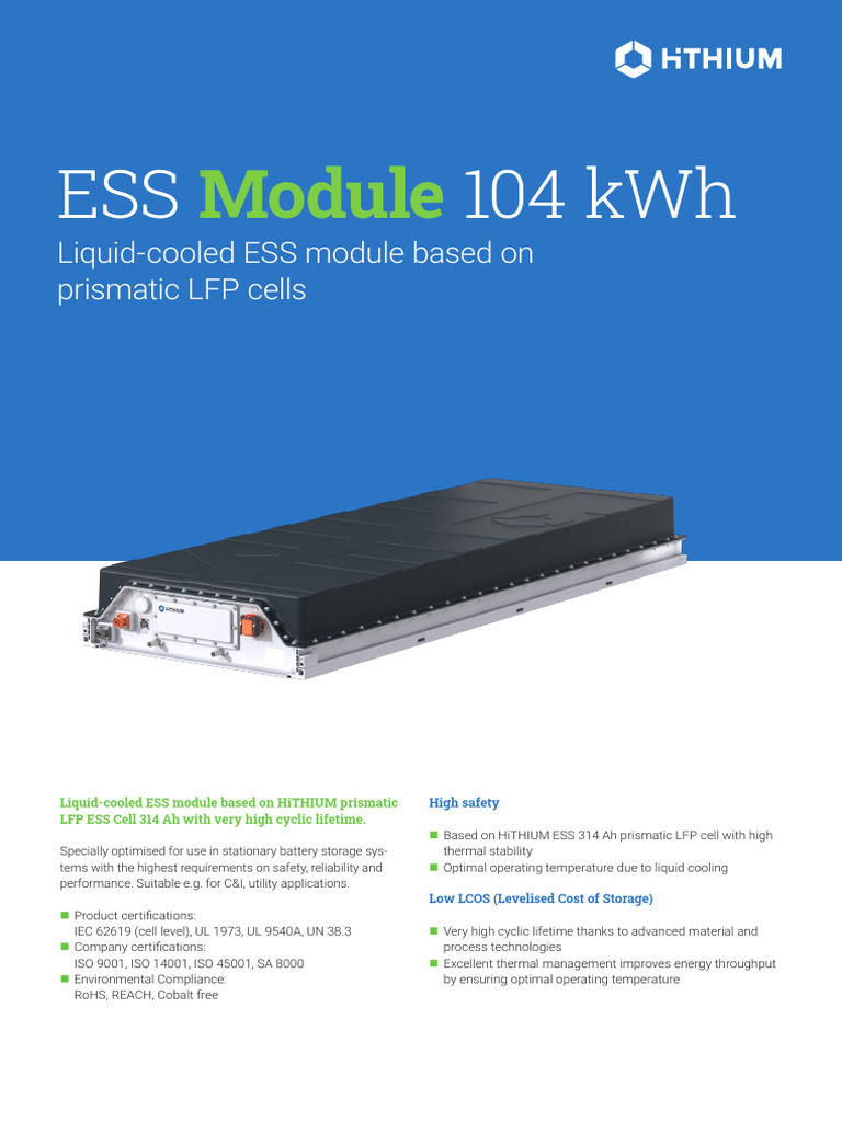 Hithium DS ESS 104kWh Datasheet (2P52S-US) 20241219 V5.1 | PDF